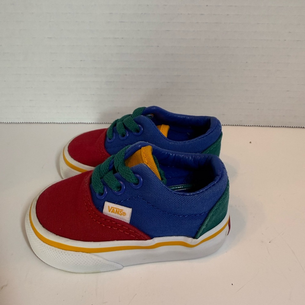 Vans Toddler Era Primary Block Shoe Lapis Blue/True White Size 2